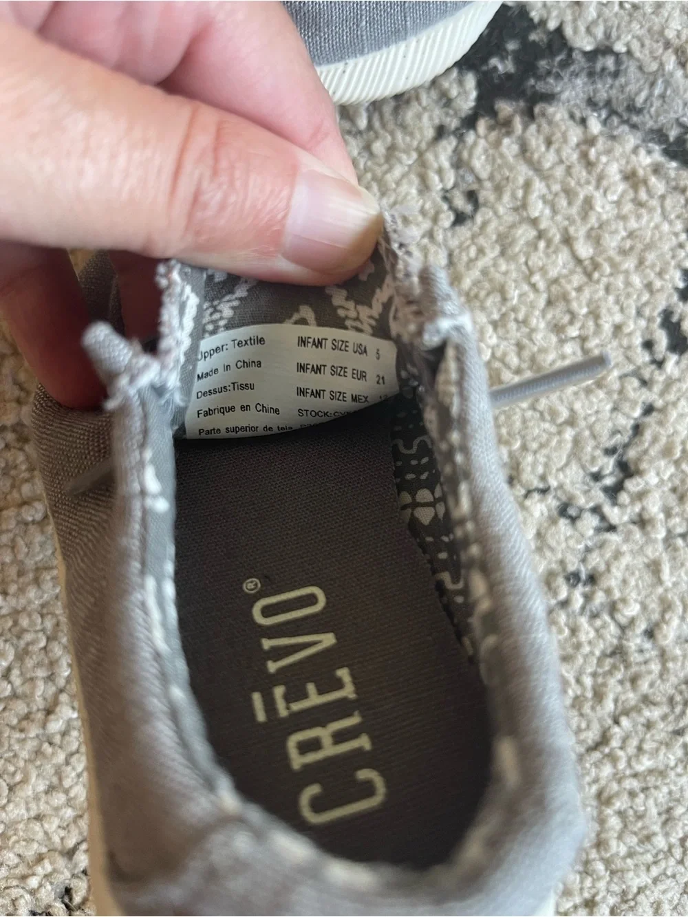 Crevo Gray Canvas Slip-On Sneakers with Elastic lace size 5